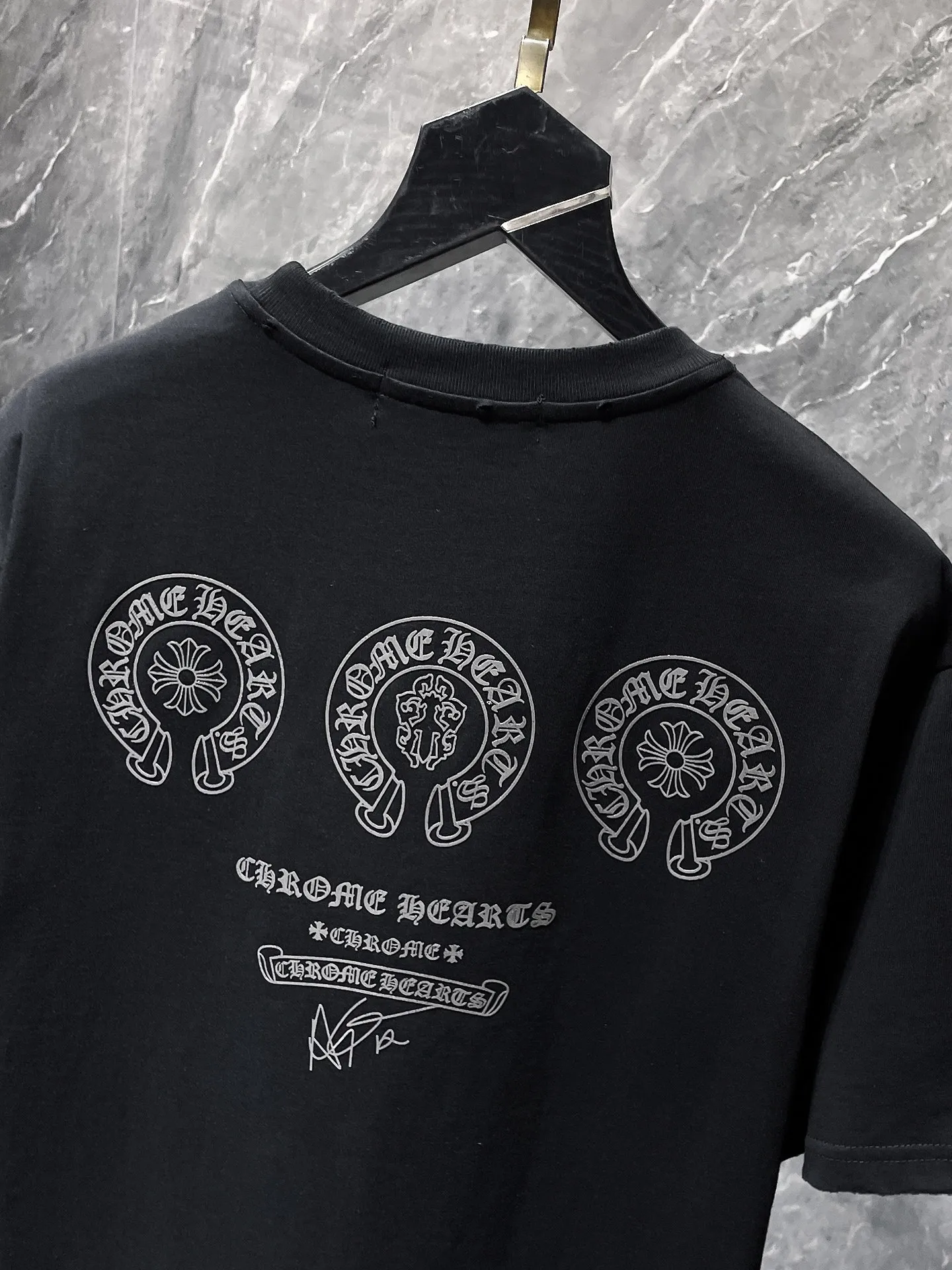 P160 New in summer Chrome Hearts 25ss silicone lettering film version High gram weight environmentally friendly high-quality top-grade fabric 280g heavy-duty horseshoe Sanskrit hand-worn short sleeves counter synchronization 1:1 replica version Recommended colors: black white gray code size: S, M, L, XL